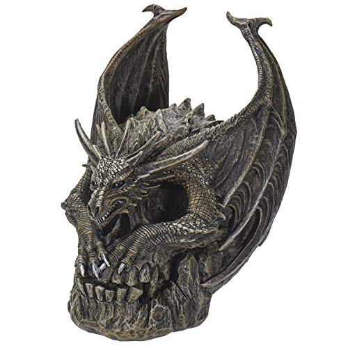 Summit Collection Spiral Dark Gothic Draco Dragon On Mutated Skull Figurine Fantasy Gothic Decorative Sculpture 7.5 Inches thumb #4