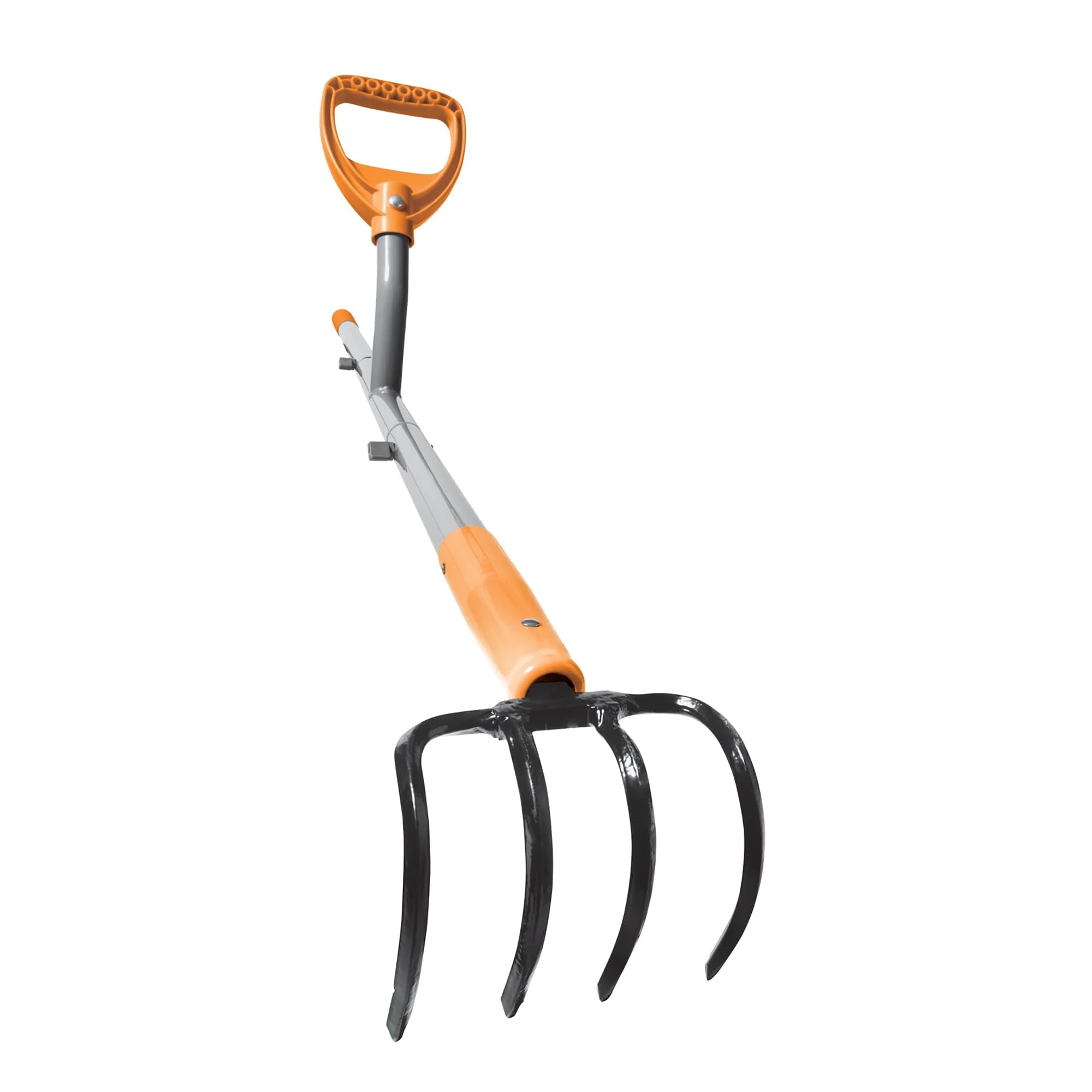 ErgieShovel ERG-CLTV45 4-Tine Garden Soil w/54 Shaft, 5-in-1 Piece Forged Steel Head Cultivator, Gray/Orange