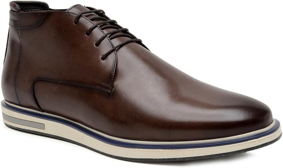 Turunelli Calçados Bota Masculina Solado Bicolor Málaga, Coturno em Couro Naturalle, Forro em Couro, Solado Micro Expandido, Cadarço Encerado, Casual Elegante, Numeração 37-43