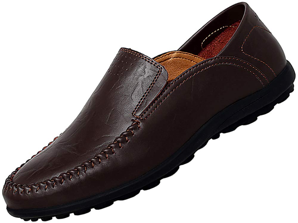Boleone Men's Casual Slip-on Loafer Driving Shoe, A-dark Brown, 11.5