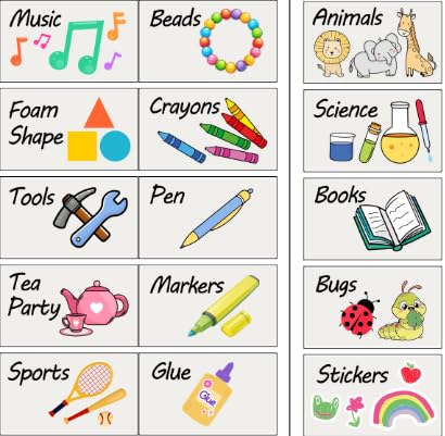 Kids Classroom Labels Toy Storage Organizing Labels for Toddlers Playroom Daycare Supplies Organization Stickers Organizer Pictures Toy Label for Kindergarten Bins Box Containers Nursery