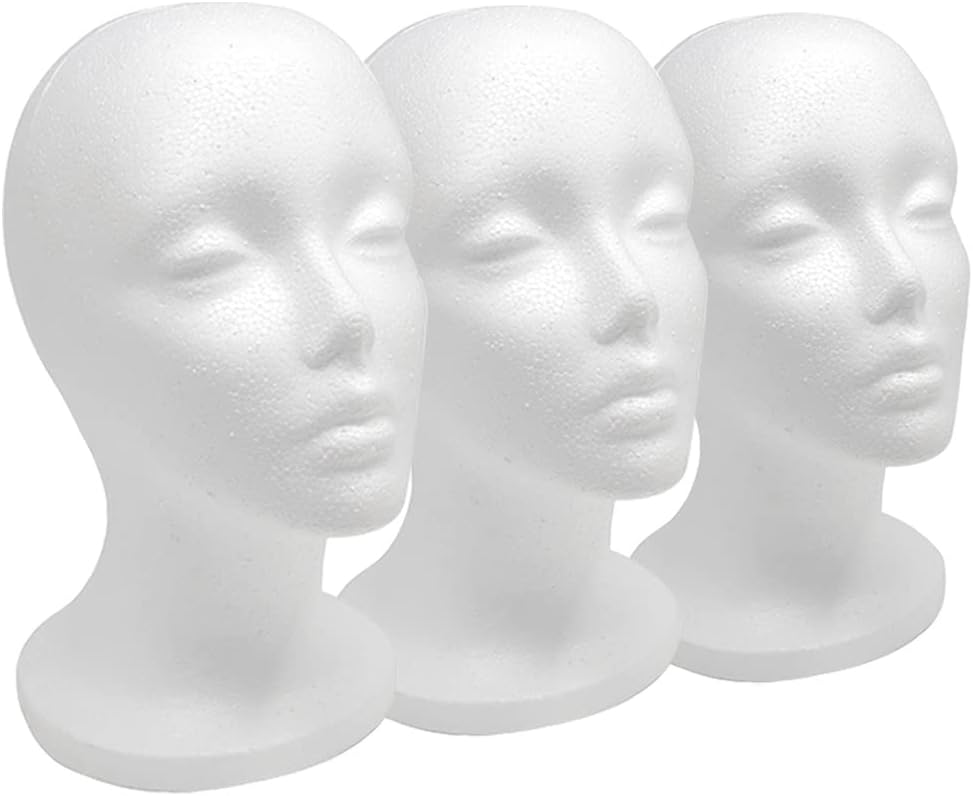 - Smilco 12" 3 Pcs Foam Wig Head - Tall Female Foam Mannequin Wig Stand and Holder for Style, Model And Display Hair, Hats and Hairpieces, Mask - for Home, Salon and Travel