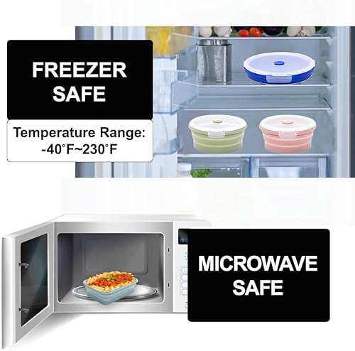 Miniatura 6 de K HOME VT Juego de contenedores de almacenamiento de alimentos de silicona plegable (INDIGO)