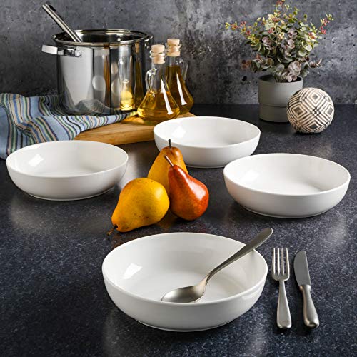 Image of Gibson Home Zen Buffet 4-Piece 41oz Salad Bowls Porcelain Ceramic Chip and Scratch Resistant Pasta Bowl, Serving Bowls, Soup Bowls Set, Large Capacity, Dishwasher & Microwave Safe White