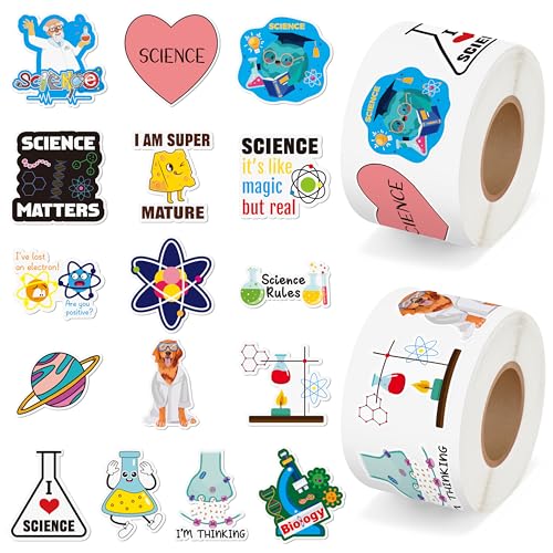 1000Pcs Science Lab Stickers Roll Biology Chemistry Physics Vinyl Decals for Laptop Water Bottle Notebook Classroom Decor Natural Sciences Educational Rewards for Kids Students Teachers
