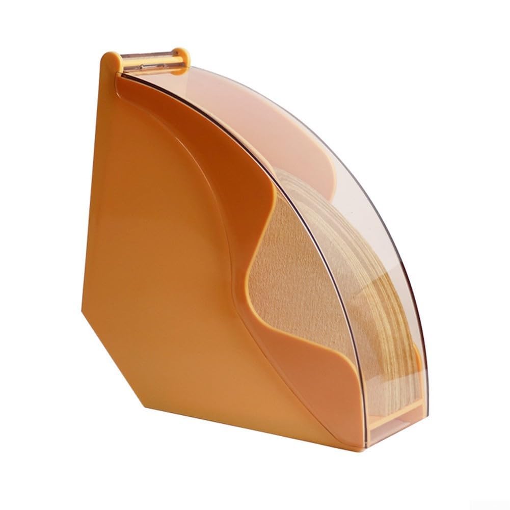 AIKEOU Acrylic Coffee Filter Paper Holder Rack with Transparent Cover for Hand Drip Coffee Filters Keeps Papers Clean with Convenient Rotating Lid Dispenser,Yellow