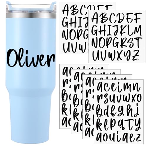 Image of Humyoun 6 Sheets UV DTF Cup Wrap Name Stickers for Water Bottles Waterproof Custom Vinyl Decals Personalized Lettering Gift Stickers for 14-40oz Tumbler Cups Mugs DIY Craft (Black)
