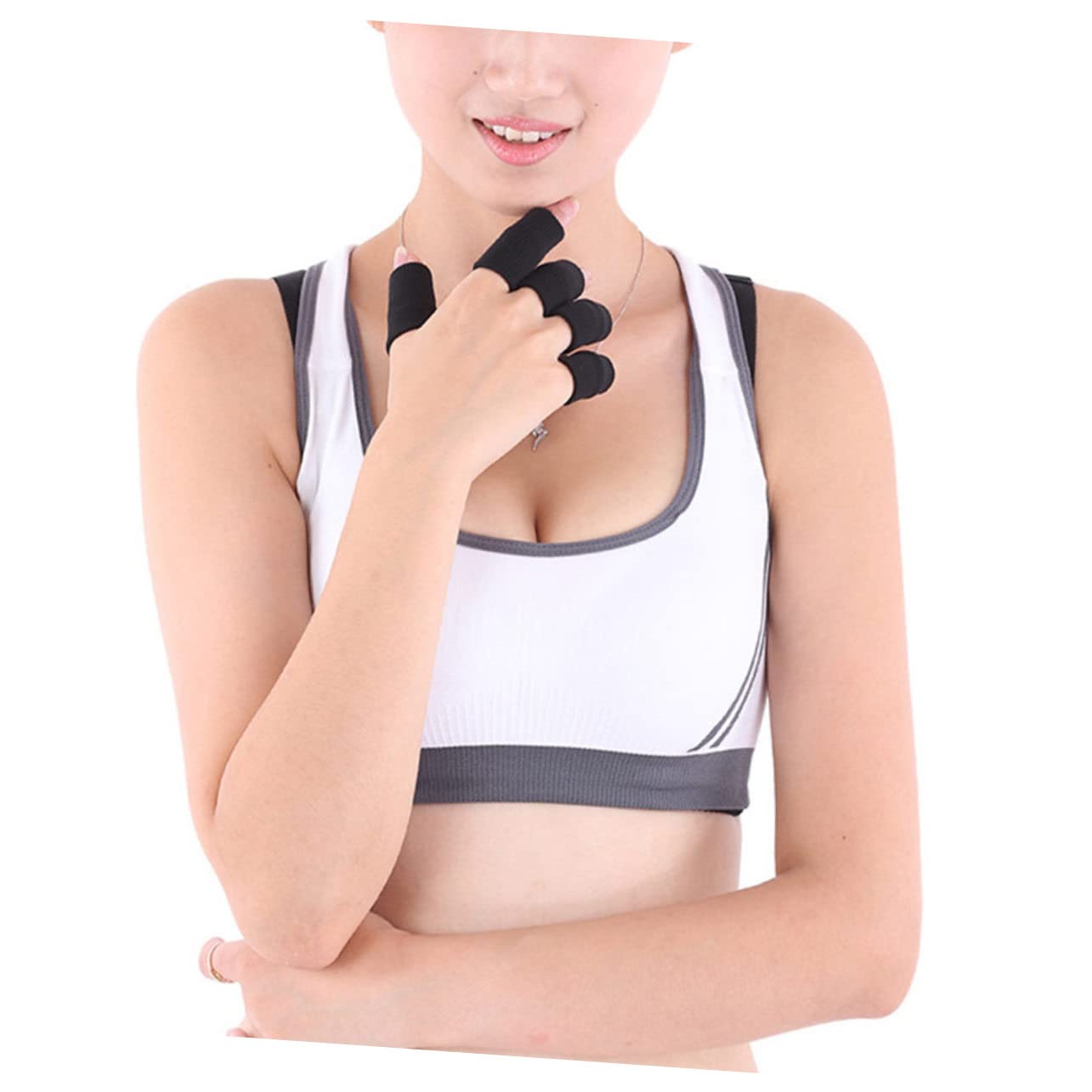 60pcs Elastic Finger Sleeves Nylon Protective Cots for Sports Black Red for Basketball Players and Athletes Comfortable Fit Joint