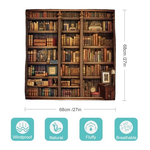 Women Head Hair Scarf Library Bookshelf Book Printed Women Small Square Scarf 27" X 27" Breathable Lightweight Neckerchief Headscarf Scarf for Sleeping2