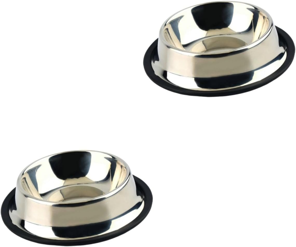 FRCOLOR 2pcs Stainless Steel Non- Pet Bowl for Dogs and Cats Base and Easy to Feeder for Food and Water Design for Home and Shop Use