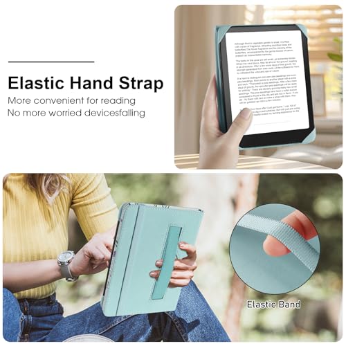 HoYiXi Universal Case for 6.8 Inch 7 Inch Kindle eReaders Compatible with Paperwhite/Kobo/BOOX T68/iReader Ocean,6.8-7\" eReaders Protective Case Cover Elastic Rope,Blue Flowers