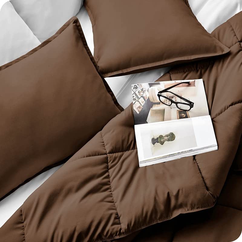 Amazon Brand - Umi Luxurious Ultra Soft Microfibre All Weather 220 GSM Reversible Double Bed Comforter Blanket Quilt. (Brown) 1