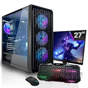 SYSTEMTREFF Basic Gaming Komplett PC Set AMD Ryzen 7 5700G 8×4.6GHz | AMD Radeon RX Vega 8 4K HDMI DX12 | 1TB M.2 NVMe | 16GB DDR4 RAM | WLAN Desktop Paket Computer für Gamer, Gaming