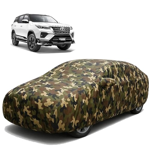 Image of Sulfar 100% Waterproof Car Body Cover Compatible with Mirror for Toyota Fortuner with Long Lasting Durable Material (Triple Stitched, Full Bottom Elastic, Camouflage Army)
