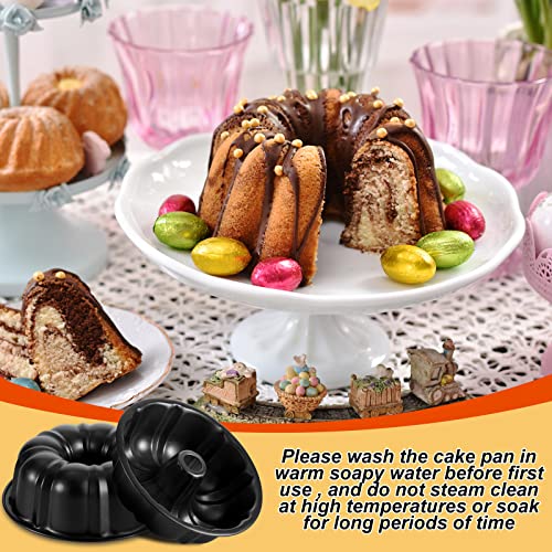 2 Pieces Cake Pans For Barking Nonstick Fluted Tube Round Cake Pans 9 Inch Cake Molds Bunt Pan 12 Cups Carbon Steel Mold Round Heavy Duty Tube Pan For Home Restaurant Kitchen, Grey #TOP5