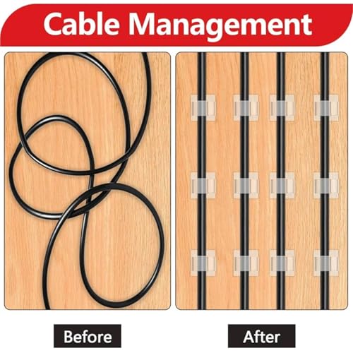 Adhesivos para Clips de Cable 100 piezas, Organización de Cables Adhesivos, Gestión de Cables con Adhesivo Fuerte para Pared y Escritorio miniatura 5