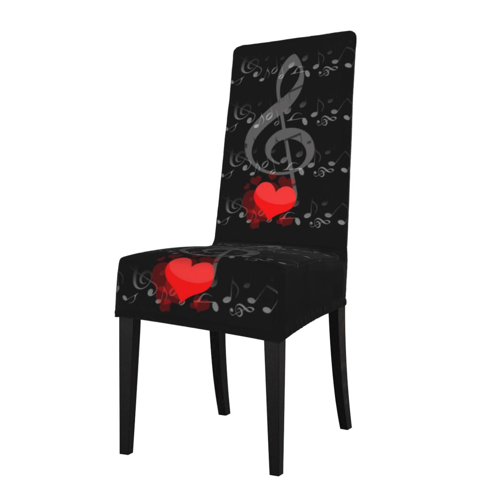 LKYMOH Music Note Heart, Chair Covers Stretch Chair Slipcovers for Dining Room, for Party Pet Protection Universal Fit Soft Polyester