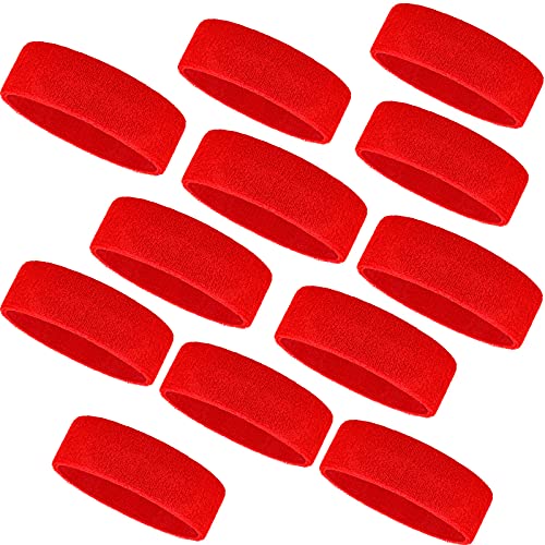 Image of Bememo 12 Pcs Sweatbands Sport Headbands for Men & Women Basketball Headband Sport Competitions Sweat Headbands Running Terry Cloth Moisture Wicking for Yoga,Tennis,Gym,Exercise