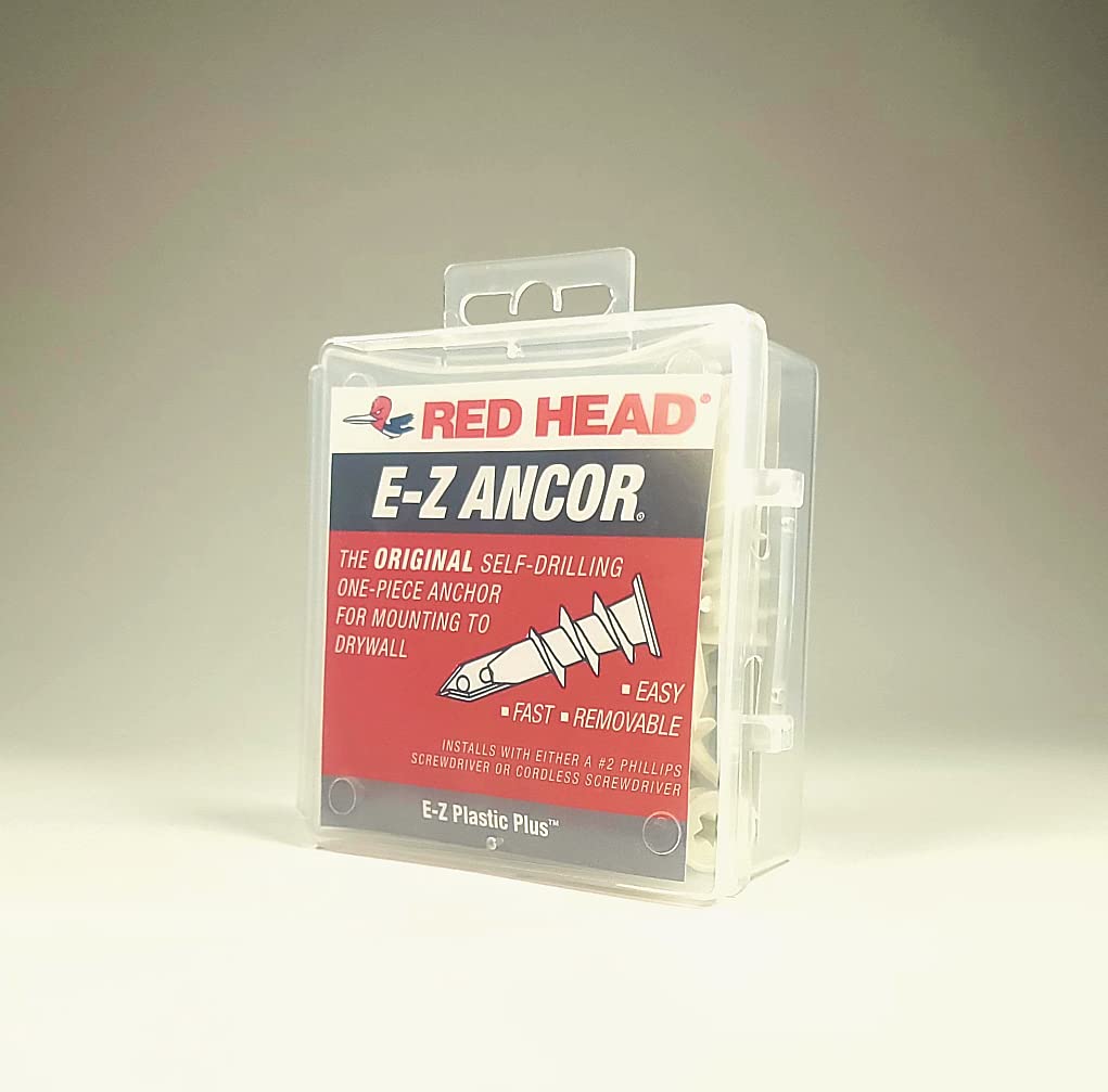 25 tasselli per cartongesso autofilettanti EZ Ancor con testa rossa in nylon con viti, fino a 34 kg | EZP25