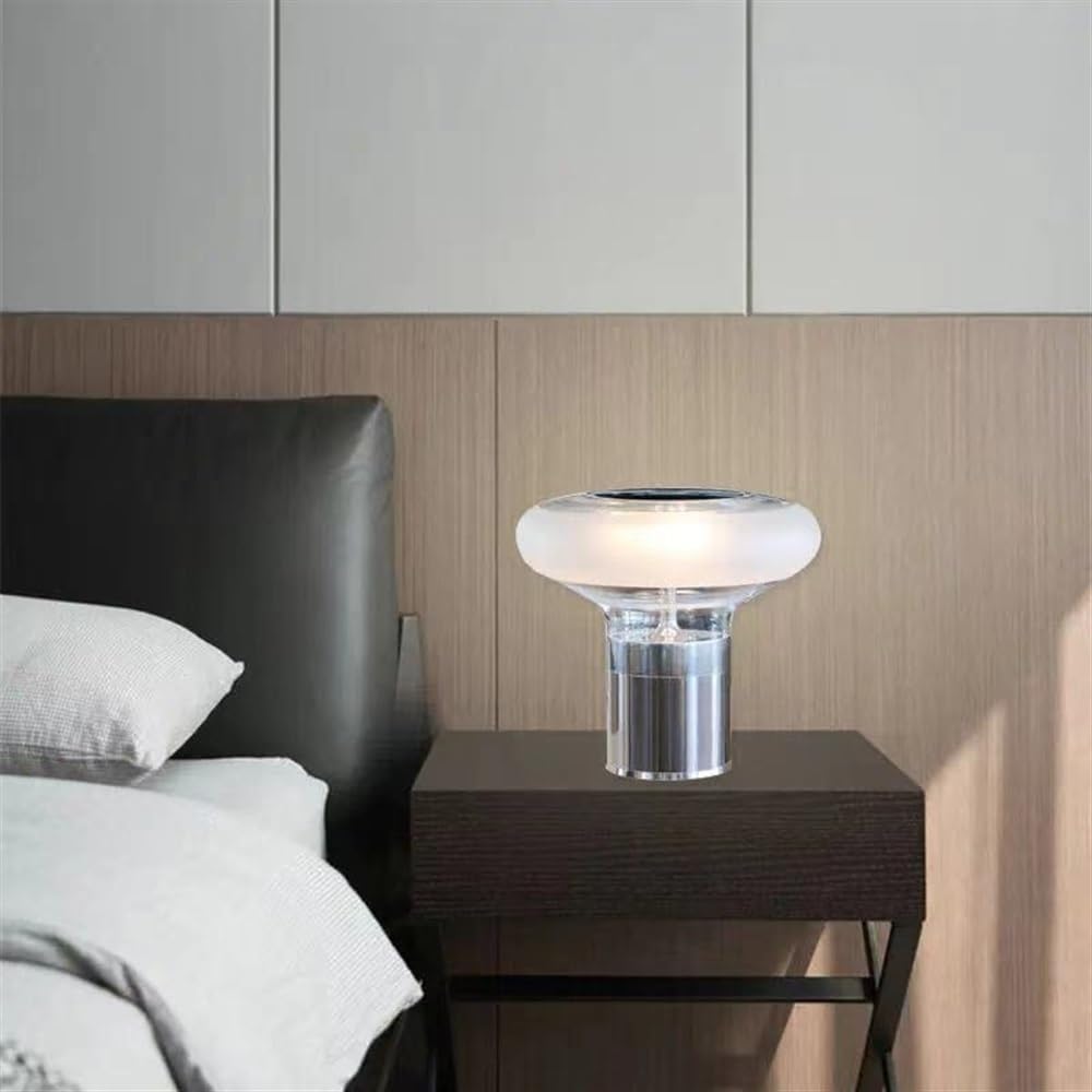 Lampada da comodino, lampade da comodino in vetro con paralume trasparente, E14 piccola illuminazione domestica con filo