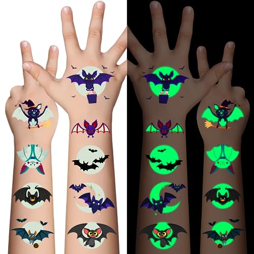 Awinmay Luminous Bat Temporary Tattoos for Kids