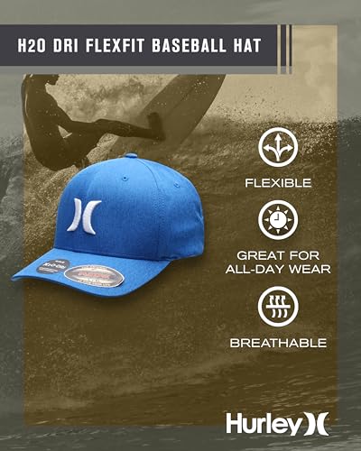 Image of Hurley Mens Baseball Cap - Moisture Wicking Curved Brim Flexfit Fitted Hats for Men with H2O-Dri Sweatband (Sizes: S-XL)