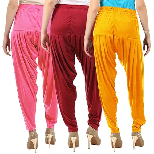 Image of Buy That Trendz Patiyala Pants for Women 3 Combo Patiyala Salwar Harem Viscose Bottoms Pants for Women