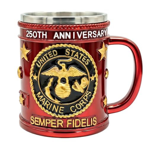 Taza de acero inoxidable USMC 15oz Rojo