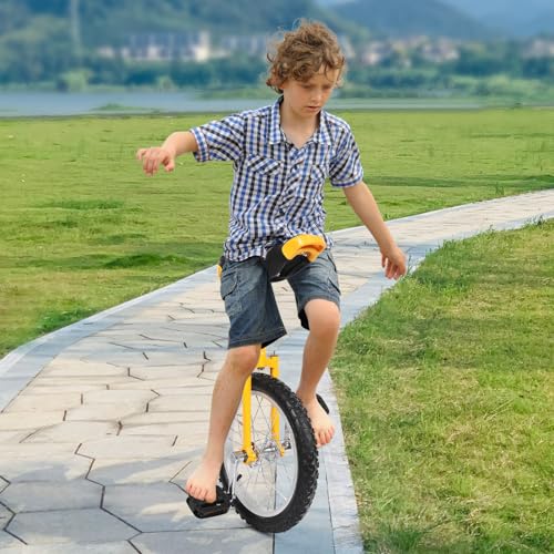 Image of DYNAMI Unicycle with Excellent Steel Frame,Leakproof Tire,Adjustable Height,Curved PU Seat,Mute Bearing,Anti-Slip Designs,for Outdoor Sports Fitness Exercise