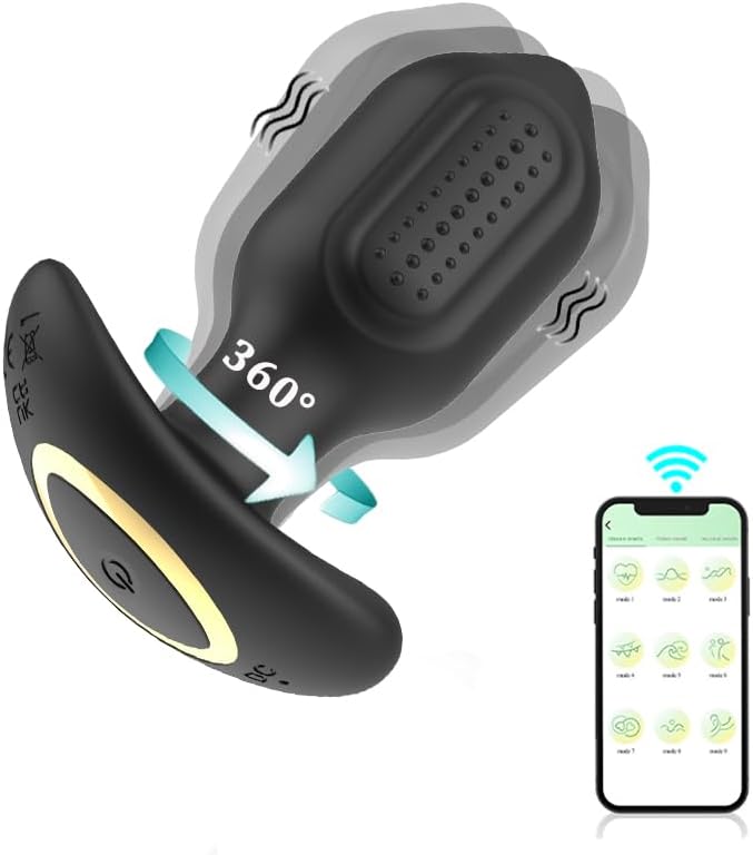 360° Rotation Adult Sex Toys for Men Prostate Massager, Silicone Anal Vibrators 9 Modes Vibrating, Anal Plug Vibrating Butt Plug Sex Toy, Anal Vibrator Women Men Couples,Thrusting Anal Plug Male