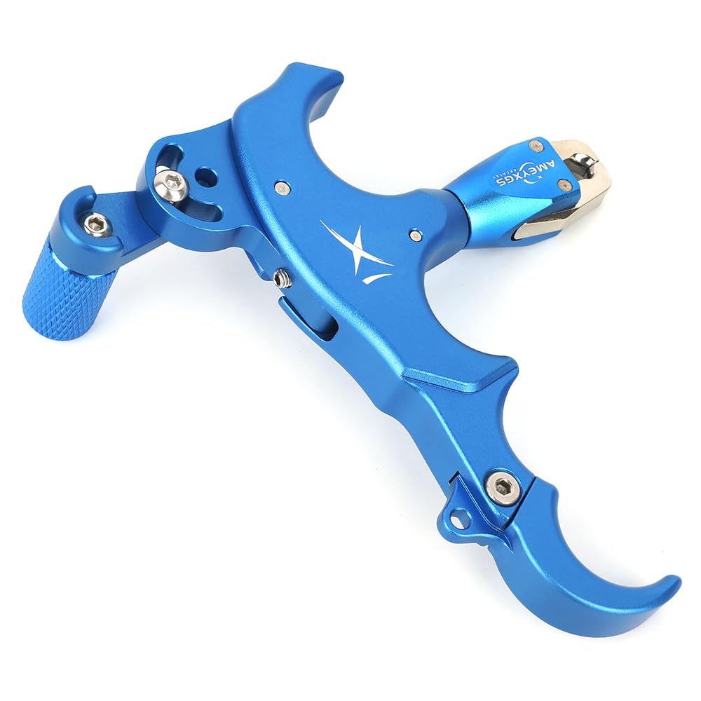 SHARROW Tir à Arc Déclencheur d'arc à Poulies Release Aids Arc Compound 3 ou 4 Doigts Interchangeables Aluminium Aides de Dégagement du Pouce avec Métal D Loop