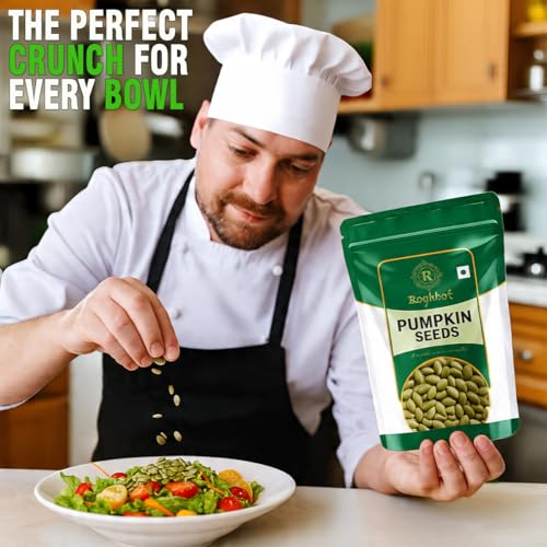 Image of Raghbat Pumpkin Seeds, 200g, Rich in Protein, Dietary Fibre, Magnesium & Phosphorus, Raw & Unroasted Pumpkin Seeds, Source of Iron & Zinc, Handpicked Seeds, Resealable Pack