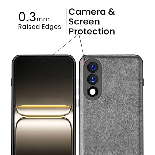 Image of Kapa Tux Leather Back Cover for OnePlus Nord 5 | Slim Shockproof Camera Protection Bumper Case (Grey)