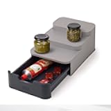 Joseph Joseph CupboardStore Compact 3 Tier Shelf Organizer with Drawer for Cabinet, Gray