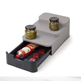 Joseph Joseph CupboardStore Compact 3 Tier Shelf Organizer with Drawer for Cabinet&comma; Gray