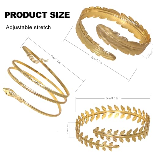 7 Pieces Arm Cuff Upper Arm Band Cuff Minimalist Gold Bracelet Bangle Jewelry for Women Adjustable Armband Set Simple Swirl Open Wide Wire Bracelets Arm Bangle3