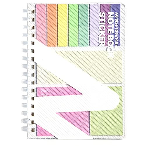 Spiral Sticky Notes Set Post It Notes Pack 3-in-1 Colorful Memo Pads Reusable 160 Sheets Index Tabs & 60 Sheets Sticky Notes & 60 Pages University Essentials/Office Supplies (Green)