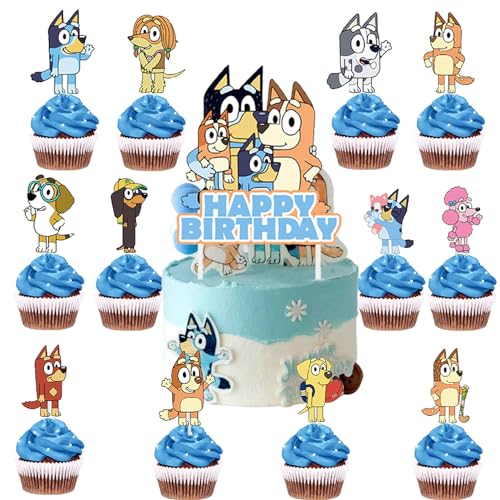 FARDAS 25PCS Cake Cupcake Topper Decorations Cartoon Dog Happy Bi...