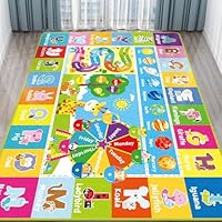 DINSUMRUG Kids Rug for Playroom, Baby Playmat with Alphabet, Month, Weather, Week and Shapes ABC Educational Rug, Play Carpet for Bedroom Classroom (200X150 CM, Ferris Wheel)