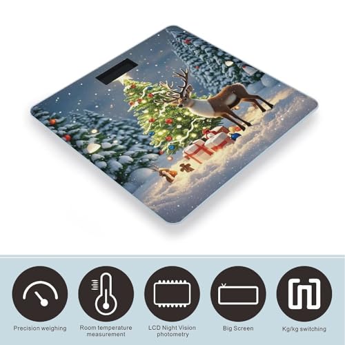 Báscula digital para baño con diseño Navidad y reno miniatura 3