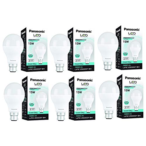 Image of Panasonic Base B22 15-Watt LED Bulb (Cool Day Light, Pack of 6)