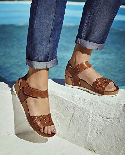 Image of PIKOLINOS Wedge Sandals Leather Mahon for Woman Brandy