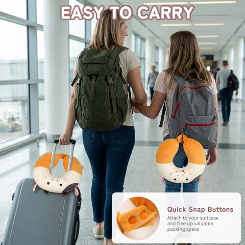 Image of Memory Foam Travel Neck Pillow for Teens and Adults, Removable Cover, Cow | Machine washable, 17 in neck size for teens and adults, 360-degree head and chin support, car and airplane use
