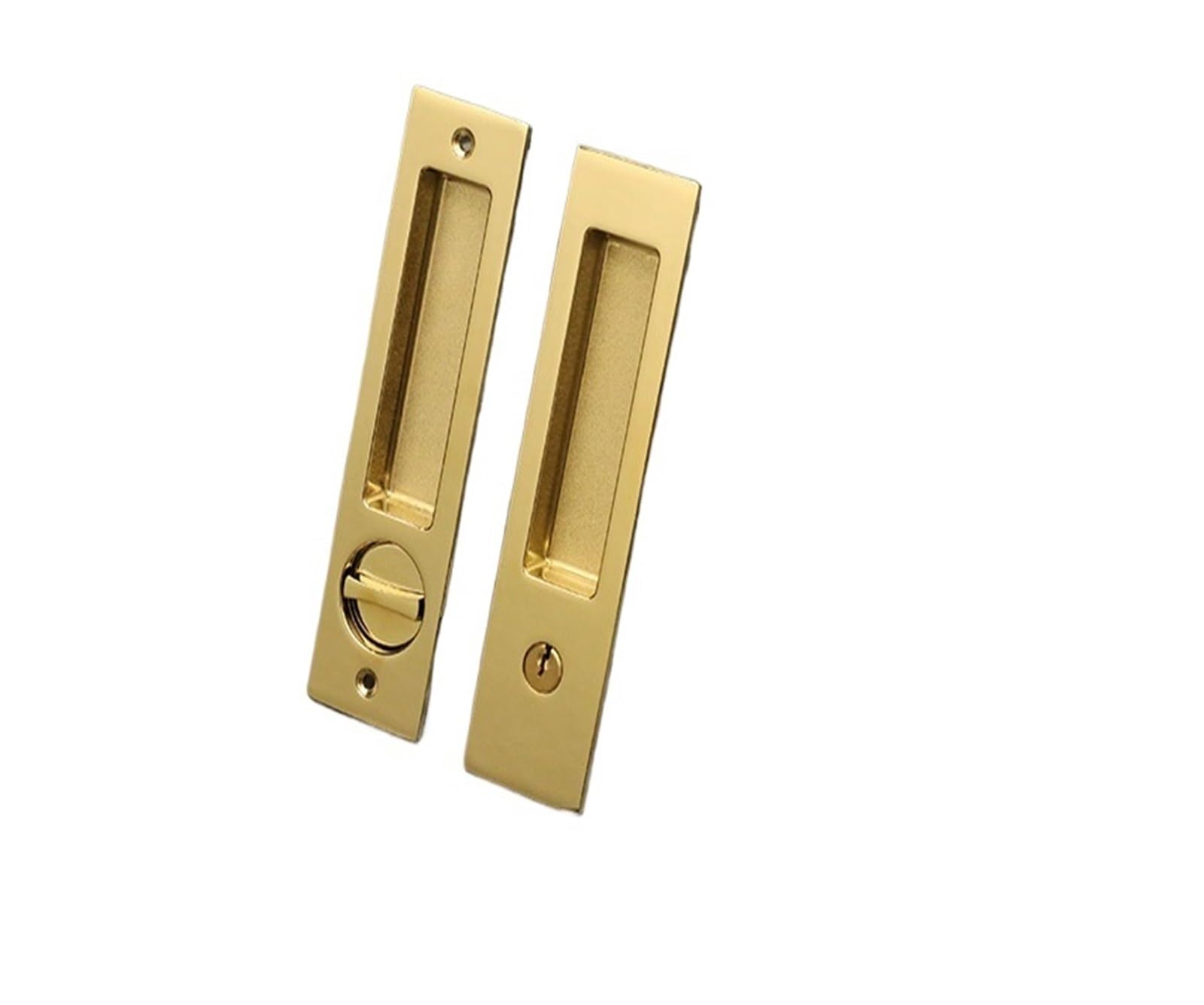 NYRXRYTCA Chinese Retro Sliding Door Lock Indoor Cabinet Wooden Door Double-Sided Sliding Door Lock Bathroom Balcony Flat Push Button European Style(YM04 PVD with lock)