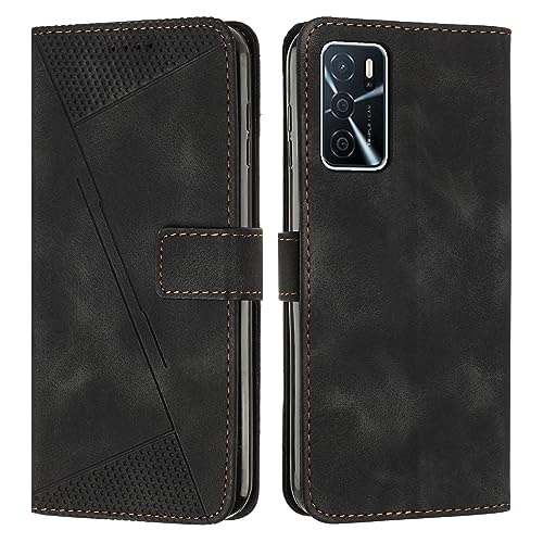 Étui Oppo A16 Housse Portefeuille Noire avec Porte-Carte et Dragonne