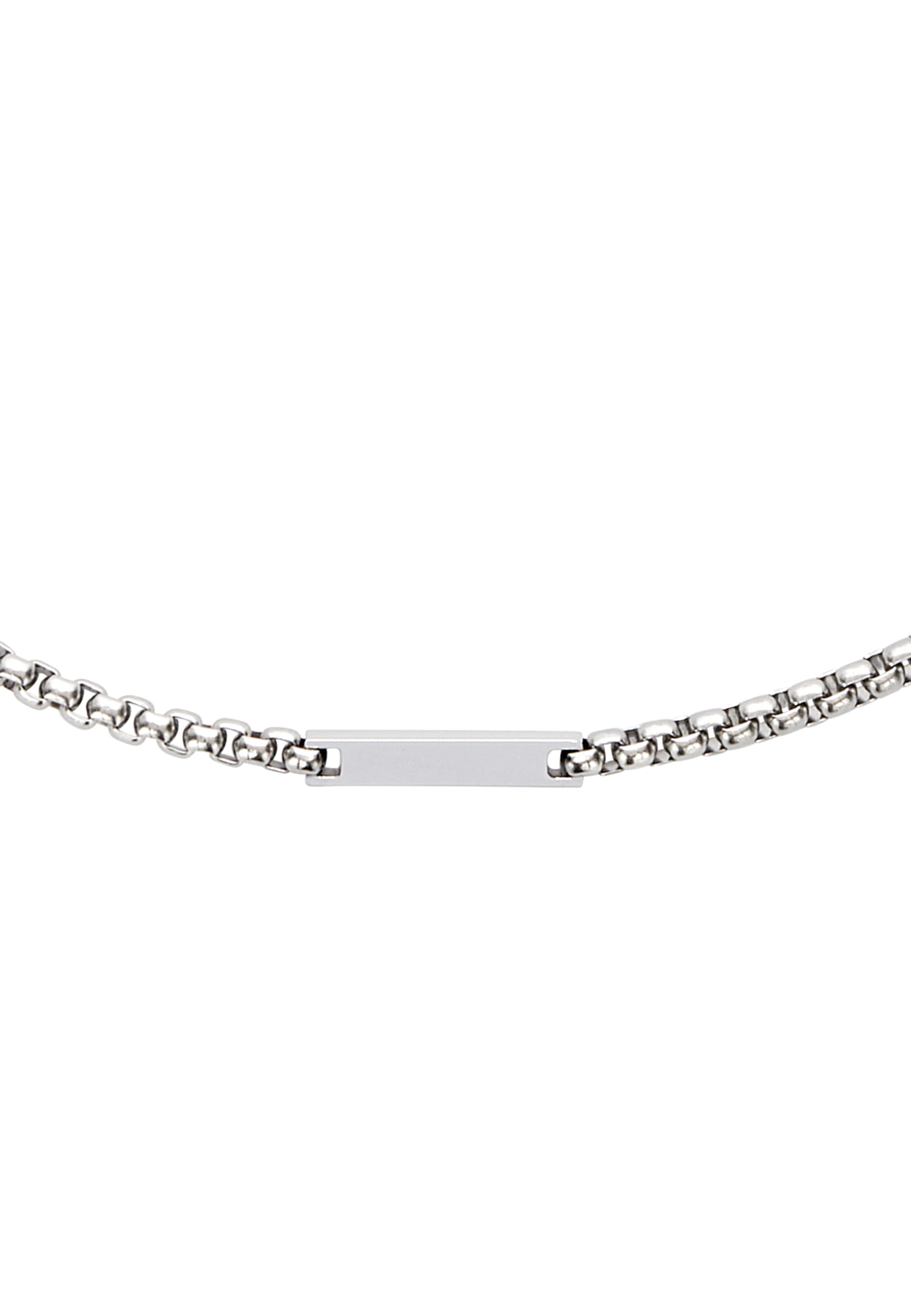 Breil, Collezione Ted, Collana Uomo, in Acciaio Lucido, Catena Sottile con Placca Rettangolare Centrale, Chiusura a Moschettone Regolabile