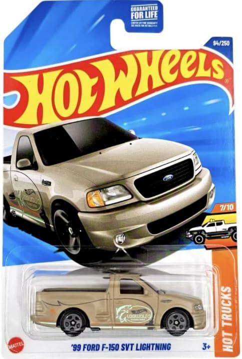 Hot Wheels '99 Ford F-150 SVT Lightning [Tan] Hot Trucks 7/10, 94/250, 1:64 Scale Diecast Vehicle