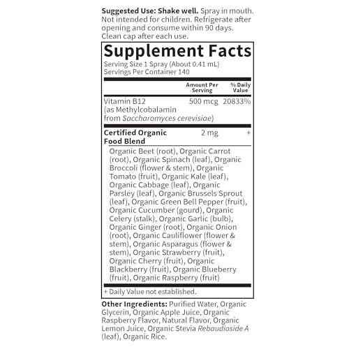 Garden of Life Organics B-12 Spray, Raspberry, 2 Fl Oz Bottle, 140 Servings - image 5