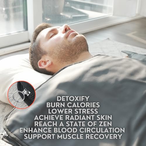 ONERVA™ Infrared Sauna Blanket Bundle: Crystal Therapy, Charcoal, Clay & Magnetic Layers, Personal Detox and Relaxation Sauna in a Portable 71x71 inch Plush Thermal Blanket for Home Sauna Therapy - Image 3