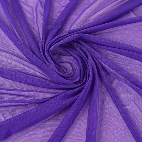 Ultrathin 4-Way Stretch Net Fabric Nylon Spandex Power Mesh Lightweight Sheer 60" Wide, a Continuous 5 Yards (Purple)